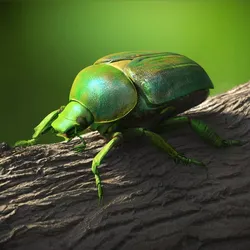 Glossy Scarab Green Fur 3D model