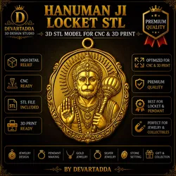 Hanuman Ji Locket 3D Relief STL for CNC And 3D Printing 3D print model
