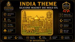 India Theme Silicone Magnet Die Mold STL  3D print model