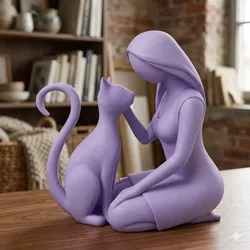 Lavender Woman And Cat Sculpture  3D model