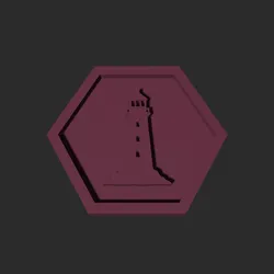 Lighthouse Symbol Hexagon – 3D Printable Game Token