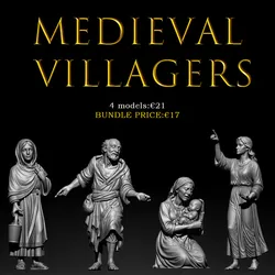 Medieval Villagers – Life & Daily Scenes | 4 Figure Bundle