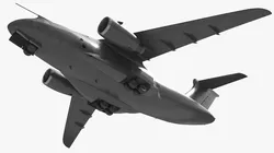 Military Jet Transport Aircraft Black with Interior 3D model