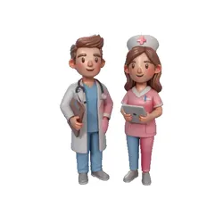 Nurse Standing With Doctor 3D Model Health Care