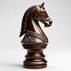 Ornate Wooden Chess Knight Piece 3D model