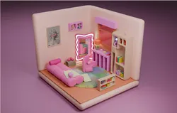 Pink Room Low-poly 3D model