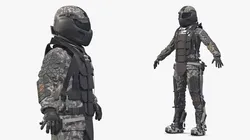 Ratnik 3 Armor Exoskeleton Suit Grey Camo 3D model