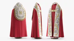 Religious Clergy Chasuble Traditional Red Gold 3D model