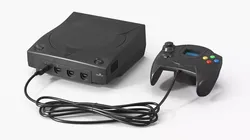 Retro Style Game Console with Game Controller Black 3D model