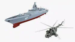 Rus Frigate Admiral Gorshkov MI-171Sh Takes off Animated Rigged 3D model