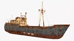 Rusted Cargo Shipwreck Vessel Old Rust Blue 3D model