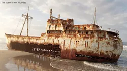 Rusty Cargo Ship Wreck Vessel Old Rust Brown 3D model