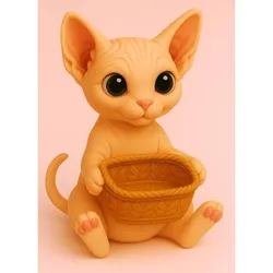 Sphynx Cat Holding a Gift Basket