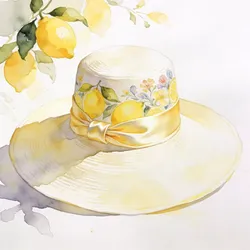 Stylized 3D Watercolor Lemon Sun Hat Low-poly 3D model