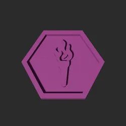 Torch Symbol Hexagon – 3D Printable Game Token