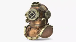 Vintage Diving Helmet with Viewports Brass 3D model
