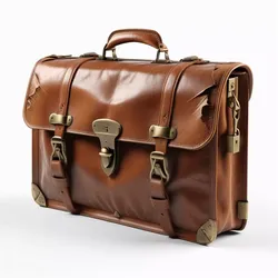 Vintage Leather Briefcase with Brass Hardware 3D model