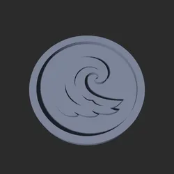 Wave Symbol Disc – 3D Printable Game Token