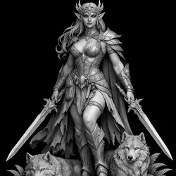 مجاني Characters & Creatures STL تنزيل - Elfa lobo - Esequiel