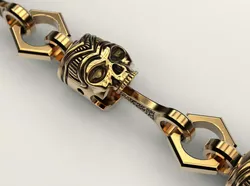 Bracelet or chain Piston Skull 3D print model