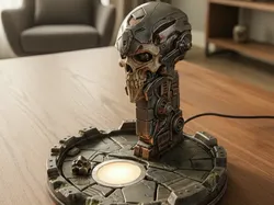 Cyborg Skull Lamp - Post-Apocalyptic Edition - Free 3D Print Model