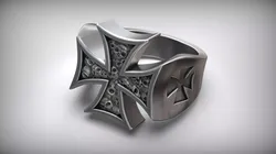 Maltese Cross Skull Heraldic Symbol Ring Knights Hospitaller 3D print model