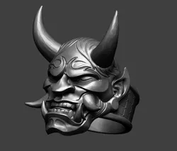 Ring Hannya Oni Demon Samurai Mask 3D print model