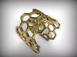 Ring honeycomb and bee 3D print model