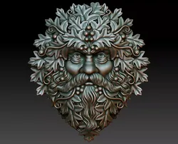 Greenman 2 man with beard and leaves 3D print model
