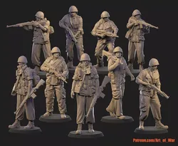 USA Vietnam Soldiers   3D Model Pack