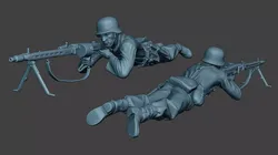 German soldier ww2 MG42 Shoot down G7 3D print model