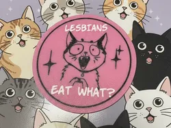 Shocked Cats: Funny "Lesbians Eat What?" Coaster - Free 3D Print Model