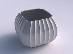 Bowl semi-quadratic with extruded vertical lines 3D print model