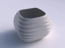 Bowl semi-quadratic with sections and twisted lines 3D print model