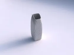 Vase arc rectangle with wavy extruded lines 4 3D print model