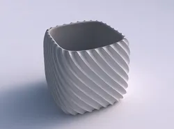 Vase quadratic stumpy with extruded vertical lines 2 3D print model