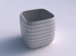 Vase quadratic stumpy with hard horizontal dents 3D print model