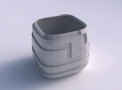 Vase quadratic stumpy with sharp ribbons 3D print model