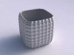 Vase quadratic stumpy with strange tiles 3D print model