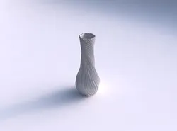 Vase twisted larger opening hexagon with wavy extruded lines 4 3D print model