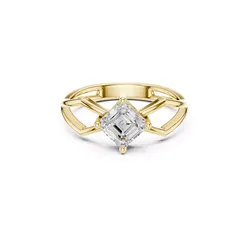 Asscher Cut Open Geometric Split Shank Ring 3D print model