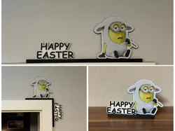 Door topper corner decor Minion Happy Easter - Free 3D Print Model