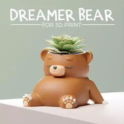 DREAMER BEAR - PLANTER- Plant Pot 3D print model