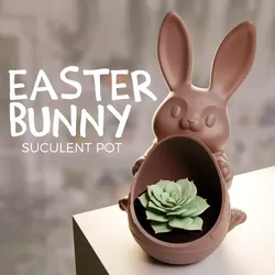 EASTER BUNNY - PLANT POT - PRINT IN PLACE- Planter - NO SUPPORTS 3D print model