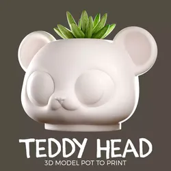 TEDDY HEAD PLANT POT for 3D Printing - Planter 3D print model
