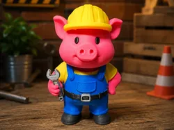Construction Worker Pig-Builder Pig Figurine