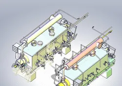 Rotating furnace for firing, drying, activation, regeneration and reactivation of the bulk material.
