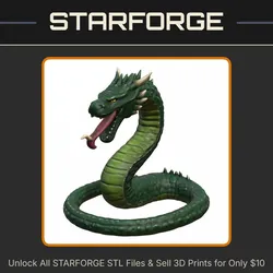28mm DND Lurking Dragon Serpent for Dark Dungeons Forests StarForge Kits 3D Print STL File