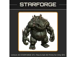 28mm Fat Hulking Armored Sewer Beast with Spikes StarForge Kits 3D Print STL File
