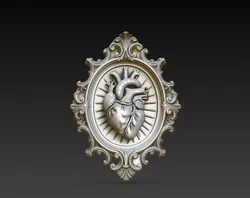 Anatomical Sacred Heart Baroque Wall Relief STL Print Model 3D print model